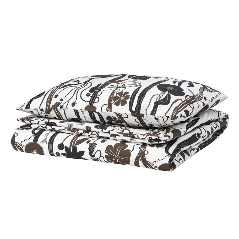 Floral Black and Brown Duvet Set